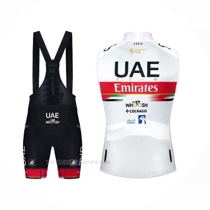 2021 Chalecos Cortavientos UAE Blanco Rojo Mangas Corta y Culotte Corto